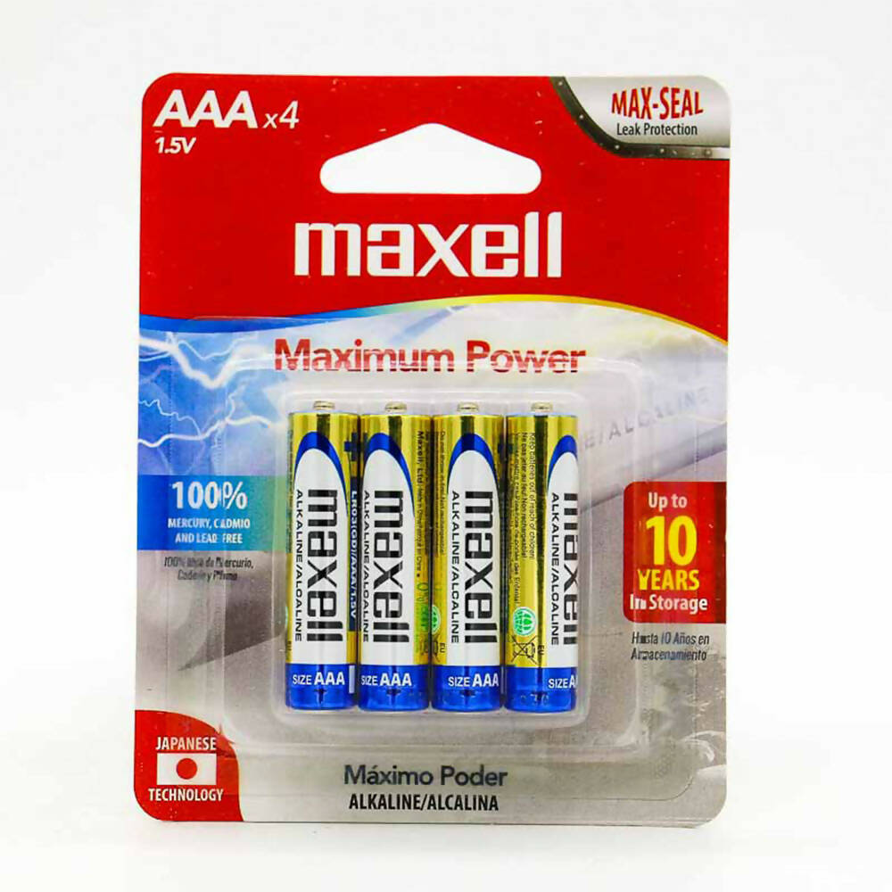 Baterías Alcalinas Maxell AAA 4und