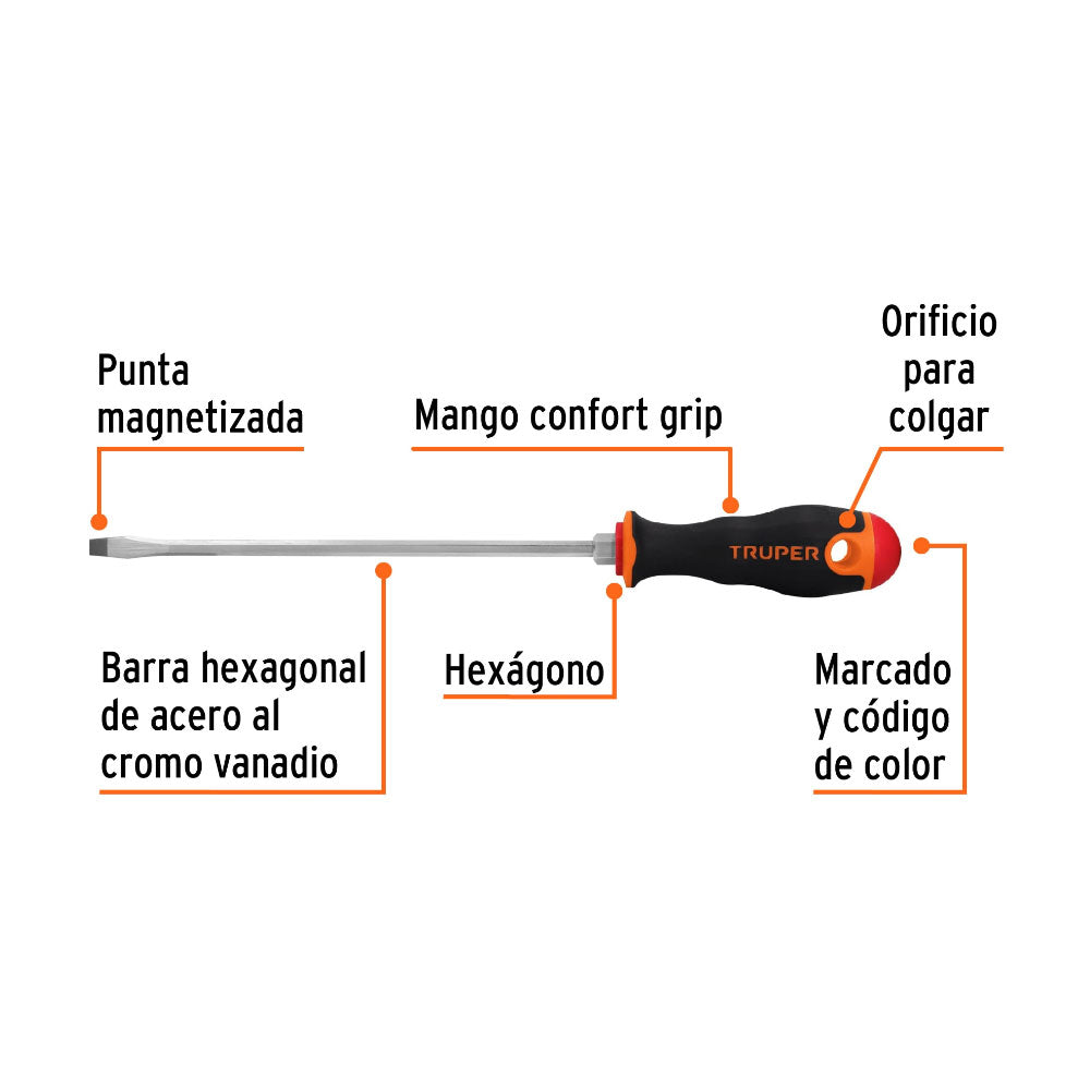Desarmador Plano Truper 1/4" x 8"