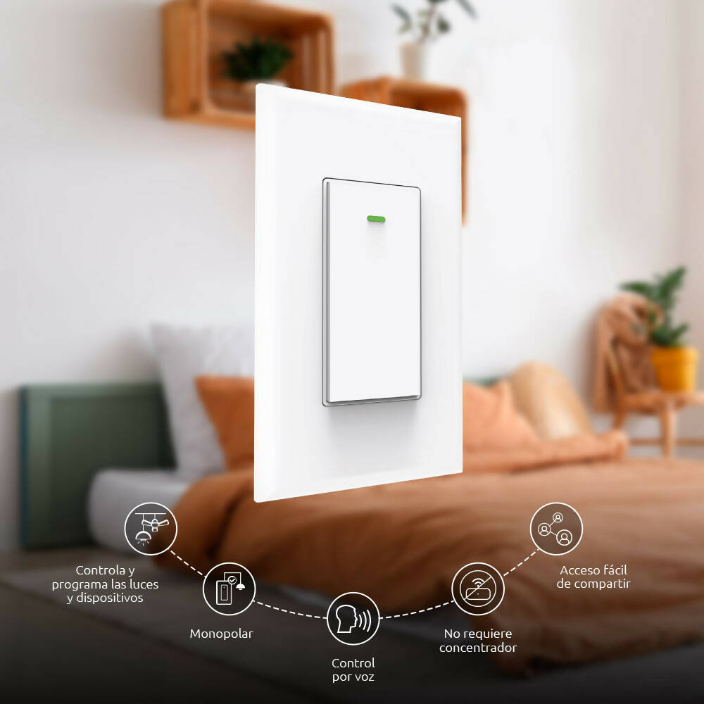 Interruptor Inteligente Nexxt para 1 Circuito conectividad Wi-Fi Google Home y Alexa Codigo NHE-S100