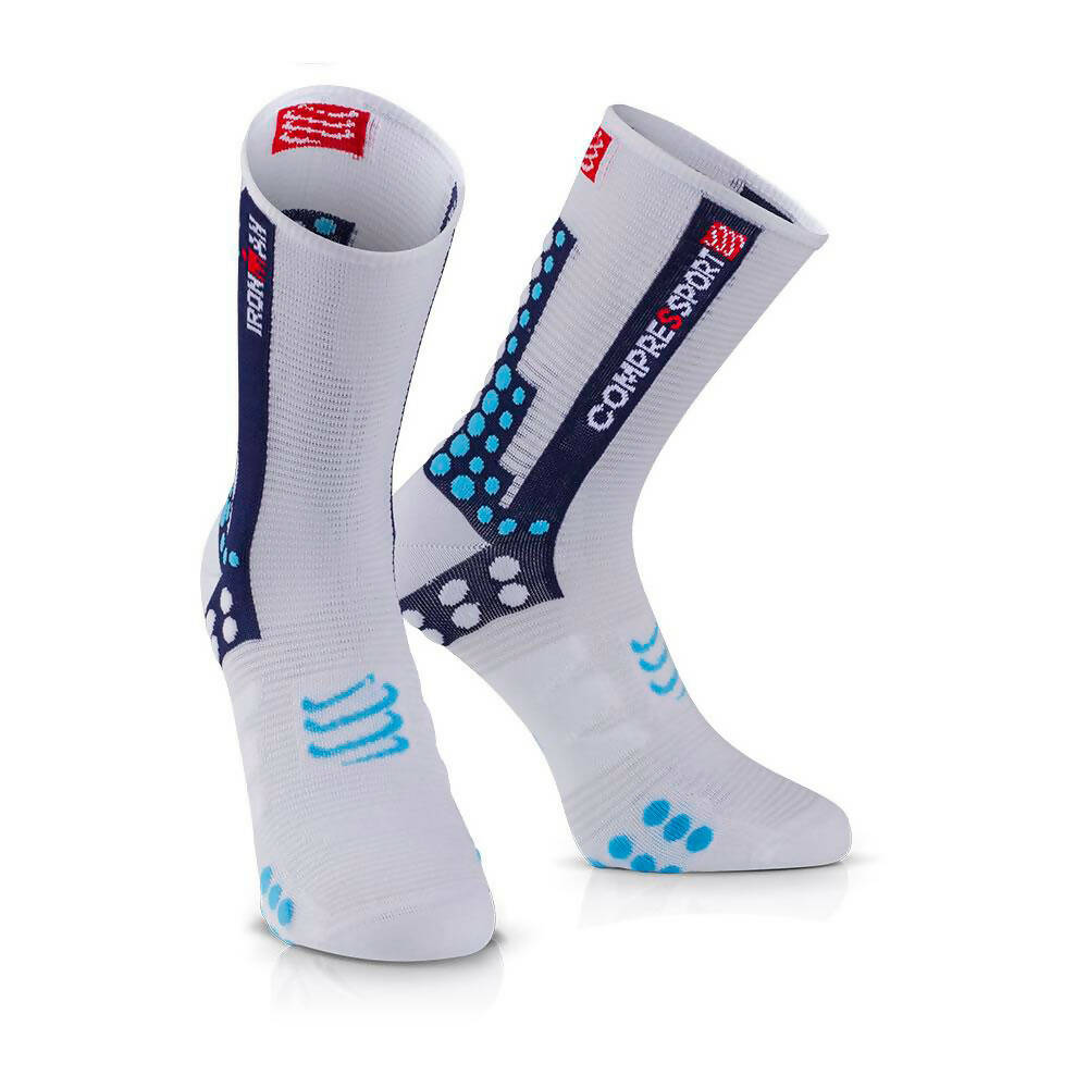 Medias Deportivas Compressport Pro Racing V3.0 Bike White Blue