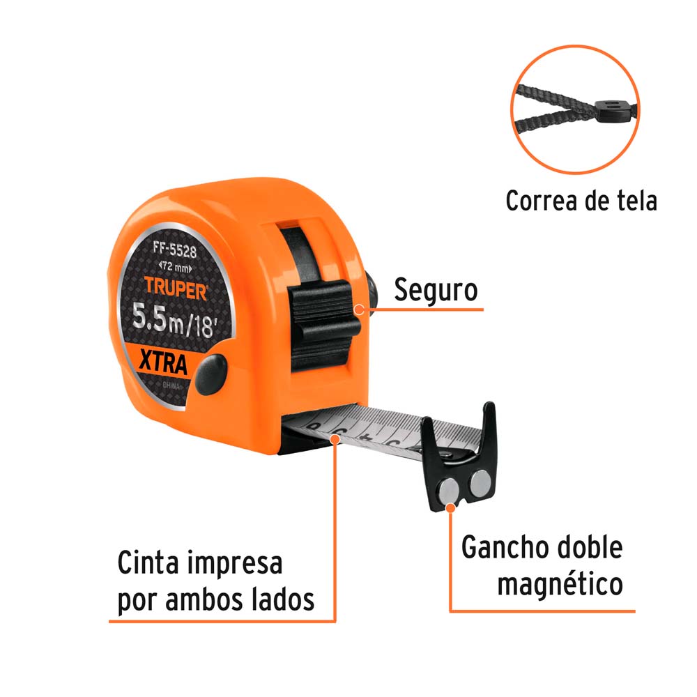 Flexómetro Truper XTRA 5.5m